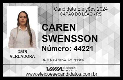 Candidato CAREN SWENSSON 2024 - CAPÃO DO LEÃO - Eleições