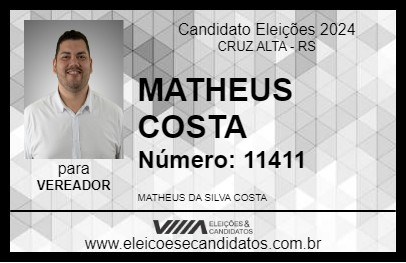 Candidato MATHEUS COSTA 2024 - CRUZ ALTA - Eleições