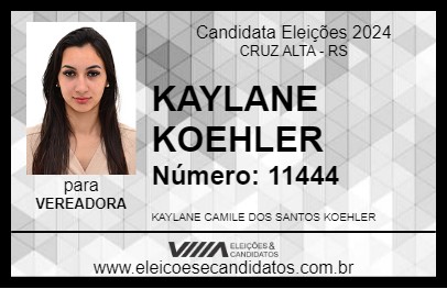 Candidato KAYLANE KOEHLER 2024 - CRUZ ALTA - Eleições