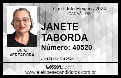 Candidato JANETE TABORDA 2024 - CARAÁ - Eleições