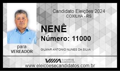 Candidato NENÊ 2024 - COXILHA - Eleições