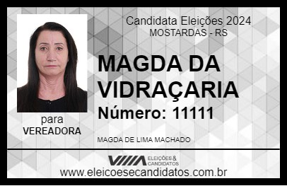 Candidato MAGDA DA VIDRAÇARIA 2024 - MOSTARDAS - Eleições