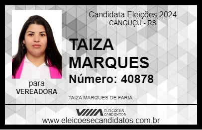 Candidato TAIZA MARQUES 2024 - CANGUÇU - Eleições