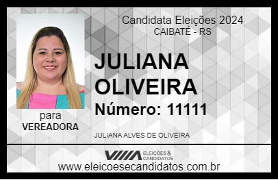 Candidato JULIANA OLIVEIRA 2024 - CAIBATÉ - Eleições