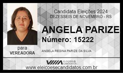 Candidato ANGELA PARIZE 2024 - DEZESSEIS DE NOVEMBRO - Eleições