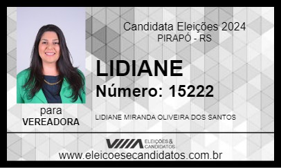 Candidato LIDIANE 2024 - PIRAPÓ - Eleições