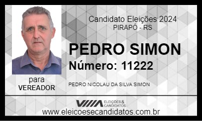 Candidato PEDRO SIMON 2024 - PIRAPÓ - Eleições