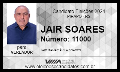 Candidato JAIR SOARES 2024 - PIRAPÓ - Eleições