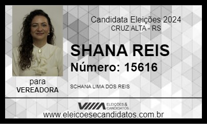 Candidato SHANA REIS 2024 - CRUZ ALTA - Eleições