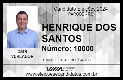 Candidato HENRIQUE DOS SANTOS 2024 - PAROBÉ - Eleições