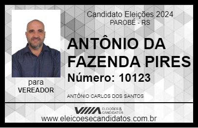 Candidato ANTONIO DA FAZENDA PIRES 2024 - PAROBÉ - Eleições