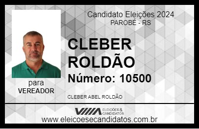 Candidato CLEBER ROLDÃO 2024 - PAROBÉ - Eleições