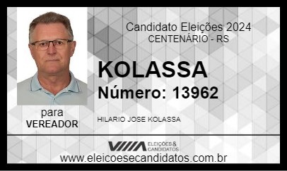 Candidato KOLASSA 2024 - CENTENÁRIO - Eleições