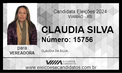 Candidato CLAUDIA SILVA 2024 - VIAMÃO - Eleições