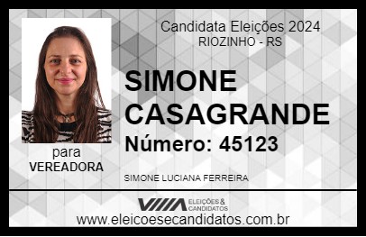 Candidato SIMONE CASAGRANDE 2024 - RIOZINHO - Eleições