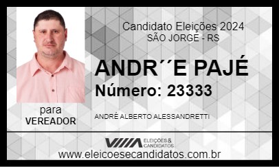 Candidato ANDRÉ PAJÉ 2024 - SÃO JORGE - Eleições