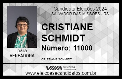 Candidato CRISTIANE SCHMIDT 2024 - SALVADOR DAS MISSÕES - Eleições