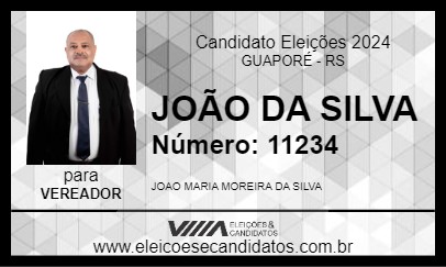 Candidato JOÃO DA SILVA 2024 - GUAPORÉ - Eleições