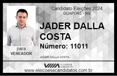 Candidato JADER DALLA COSTA 2024 - GUAPORÉ - Eleições