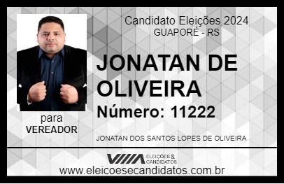 Candidato JONATAN DE OLIVEIRA 2024 - GUAPORÉ - Eleições