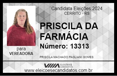 Candidato PRISCILA PAGLIANI 2024 - CERRITO - Eleições