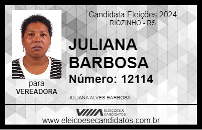 Candidato JULIANA BARBOSA 2024 - RIOZINHO - Eleições