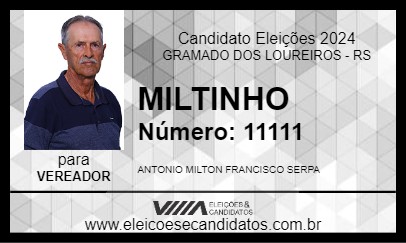 Candidato MILTINHO 2024 - GRAMADO DOS LOUREIROS - Eleições