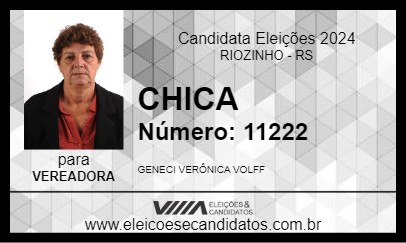 Candidato CHICA 2024 - RIOZINHO - Eleições