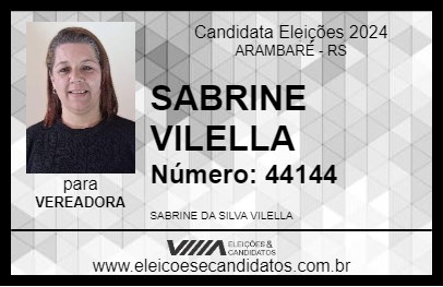 Candidato SABRINE VILELLA 2024 - ARAMBARÉ - Eleições