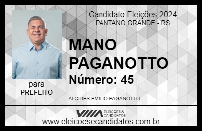 Candidato MANO PAGANOTTO 2024 - PANTANO GRANDE - Eleições