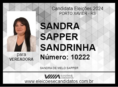 Candidato SANDRA SAPPER SANDRINHA 2024 - PORTO XAVIER - Eleições