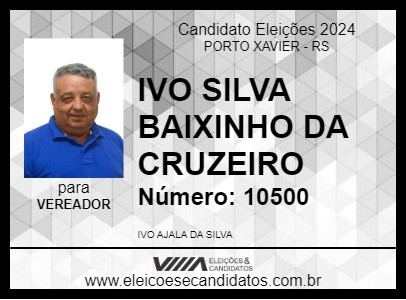 Candidato IVO SILVA BAIXINHO DA CRUZEIRO 2024 - PORTO XAVIER - Eleições