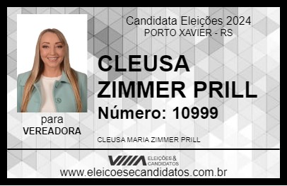 Candidato CLEUSA ZIMMER PRILL 2024 - PORTO XAVIER - Eleições