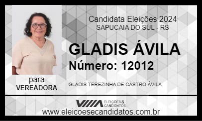 Candidato GLADIS ÁVILA 2024 - SAPUCAIA DO SUL - Eleições