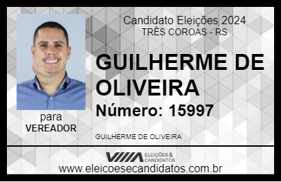 Candidato GUILHERME DE OLIVEIRA 2024 - TRÊS COROAS - Eleições