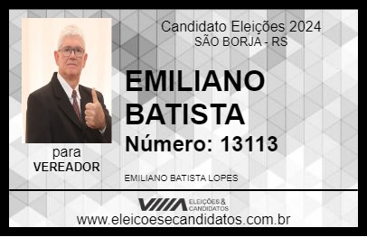 Candidato EMILIANO BATISTA 2024 - SÃO BORJA - Eleições