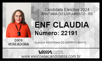 Candidato ENF CLAUDIA 2024 - SANT\ANA DO LIVRAMENTO - Eleições