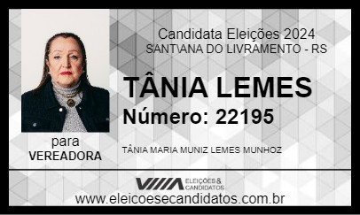 Candidato TÂNIA LEMES 2024 - SANT\ANA DO LIVRAMENTO - Eleições