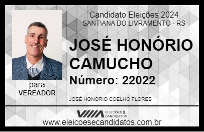 Candidato JOSÉ HONÓRIO CAMUCHO 2024 - SANT\ANA DO LIVRAMENTO - Eleições