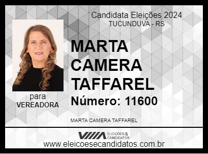 Candidato MARTA CAMERA TAFFAREL 2024 - TUCUNDUVA - Eleições