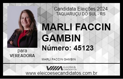 Candidato MARLI FACCIN GAMBIN 2024 - TAQUARUÇU DO SUL - Eleições