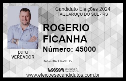 Candidato ROGERIO FICANHA 2024 - TAQUARUÇU DO SUL - Eleições