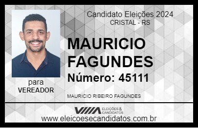 Candidato MAURICIO FAGUNDES 2024 - CRISTAL - Eleições