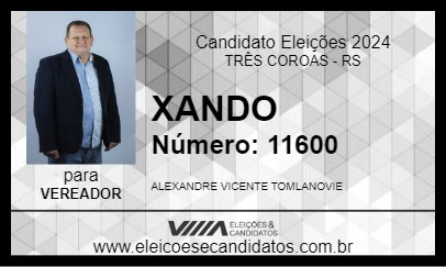 Candidato XANDO 2024 - TRÊS COROAS - Eleições