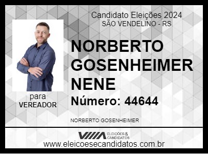 Candidato NORBERTO GOSENHEIMER NENE 2024 - SÃO VENDELINO - Eleições