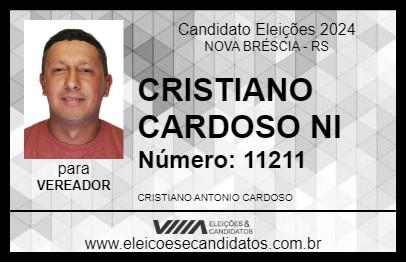 Candidato CRISTIANO CARDOSO NI 2024 - NOVA BRÉSCIA - Eleições