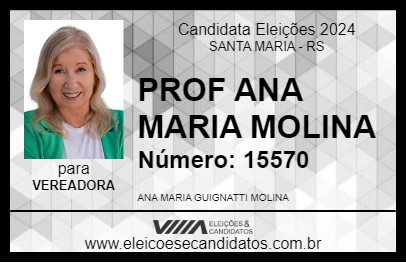 Candidato PROF ANA MARIA MOLINA 2024 - SANTA MARIA - Eleições