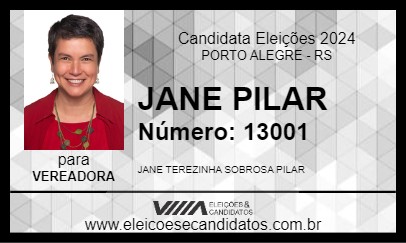 Candidato JANE PILAR 2024 - PORTO ALEGRE - Eleições