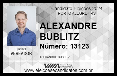 Candidato ALEXANDRE BUBLITZ 2024 - PORTO ALEGRE - Eleições