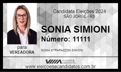 Candidato SONIA SIMIONI 2024 - SÃO JORGE - Eleições